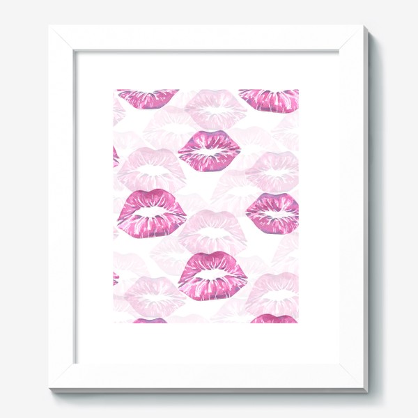 Картина «Отпечатки губ, поцелуев, помады. Акварельный паттерн.»