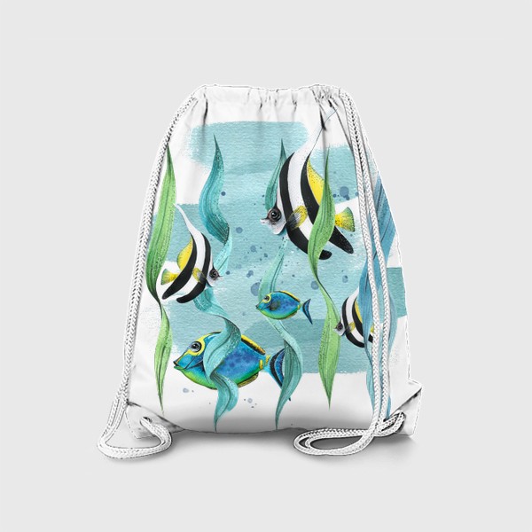 Рюкзак «Тропические рыбки. Акварель.»