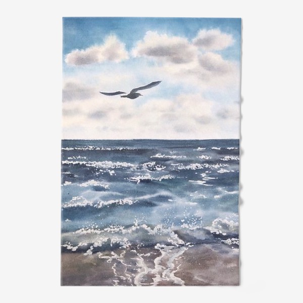 Полотенце «Акварель Море с чайкой»