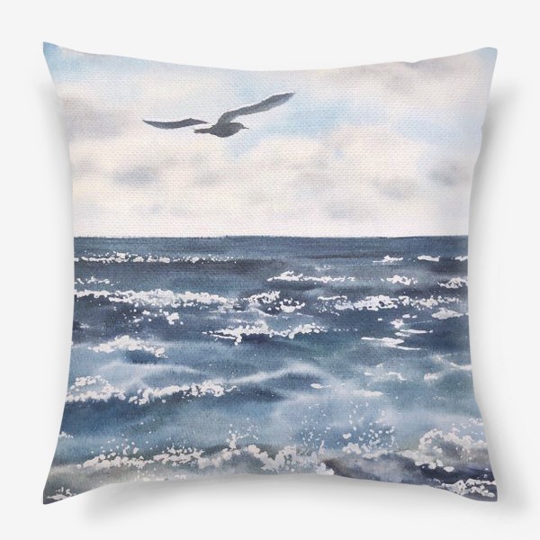 Подушка «Акварель Море с чайкой»