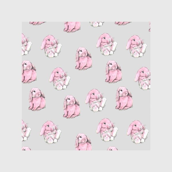 Шторы «Принт кролики розовые »