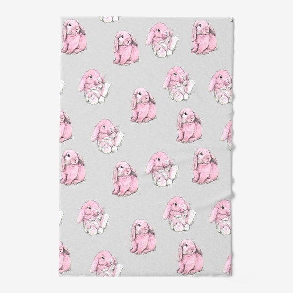Полотенце «Принт кролики розовые »