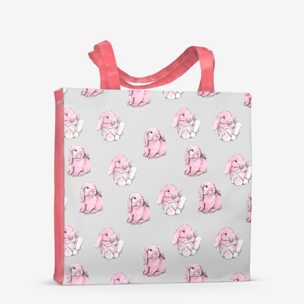 Сумка-шоппер «Принт кролики розовые »