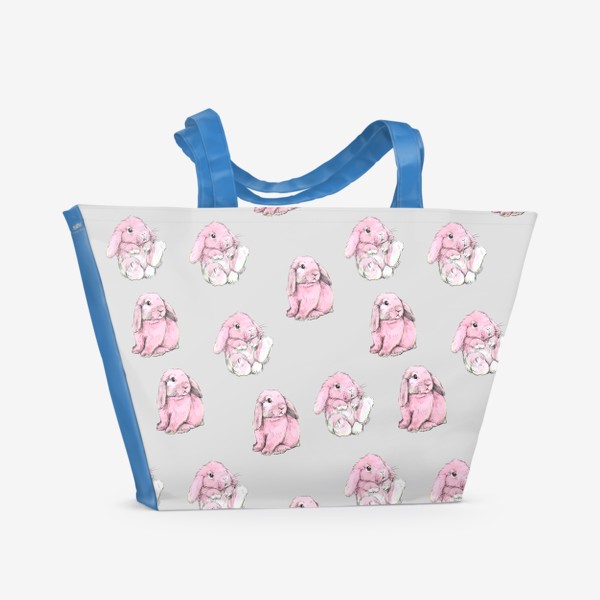 Пляжная сумка «Принт кролики розовые »