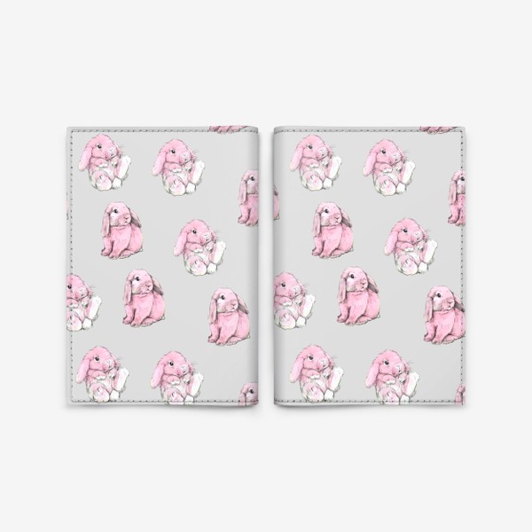 Обложка для паспорта «Принт кролики розовые »