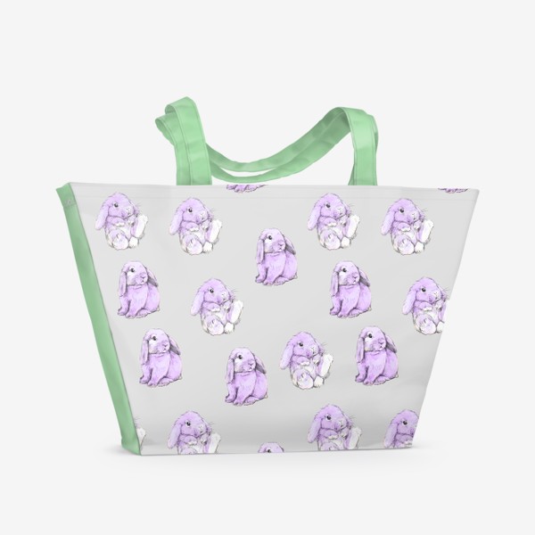 Пляжная сумка «Кролики сиреневые паттерн»