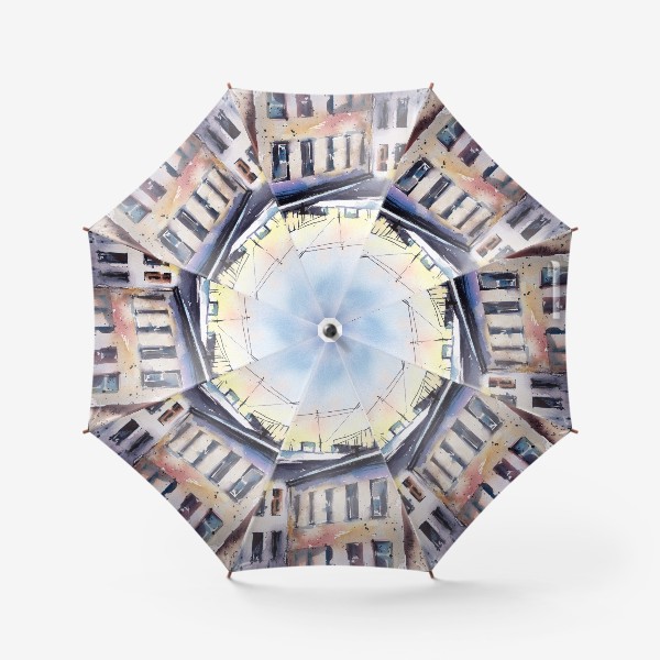 Зонт «Акварельный скетч Городские крыши»