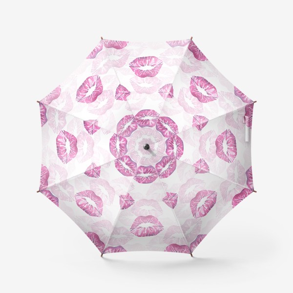 Зонт «Отпечатки губ, поцелуев, помады. Акварельный паттерн.»