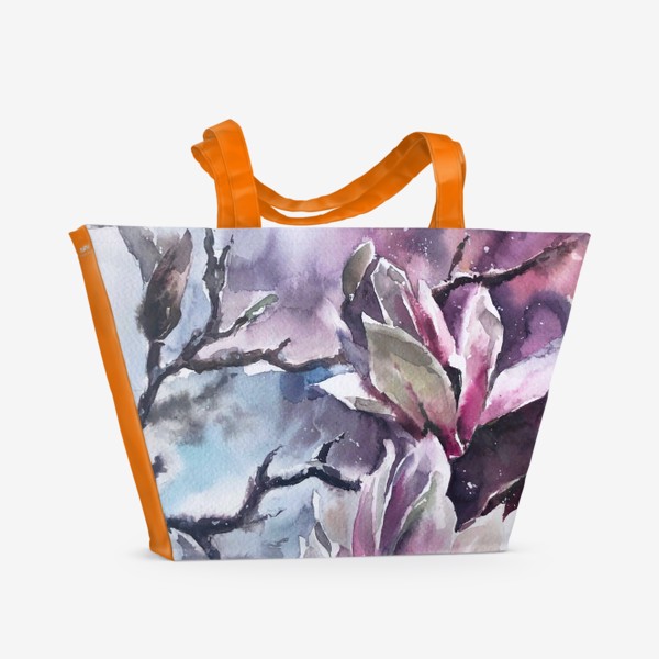 Пляжная сумка «Акварельные цветы Магнолия»