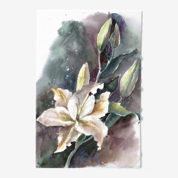 Полотенце «Акварель цветок Лилия»