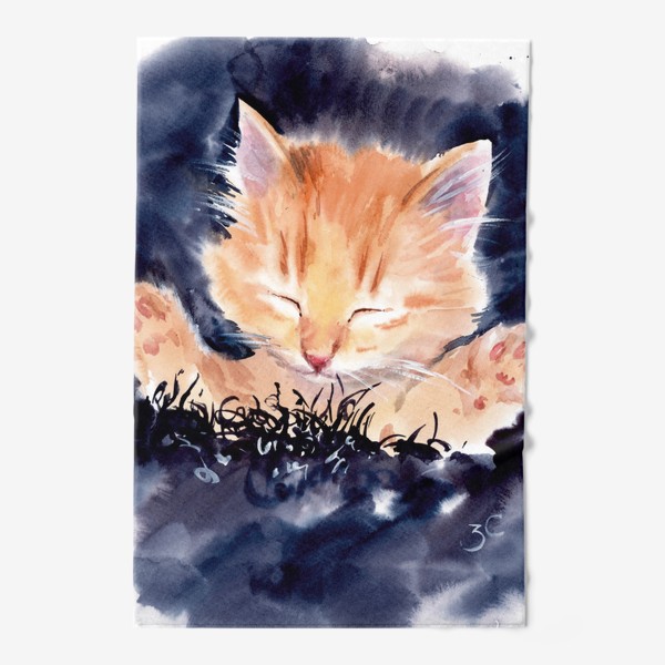 Полотенце «Акварельный скетч Рыжий котик »