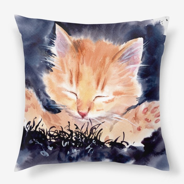 Подушка «Акварельный скетч Рыжий котик »