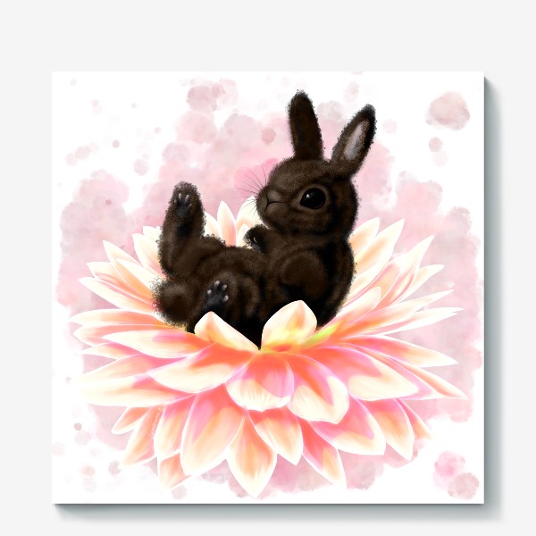 Холст «Кролик на цветке»