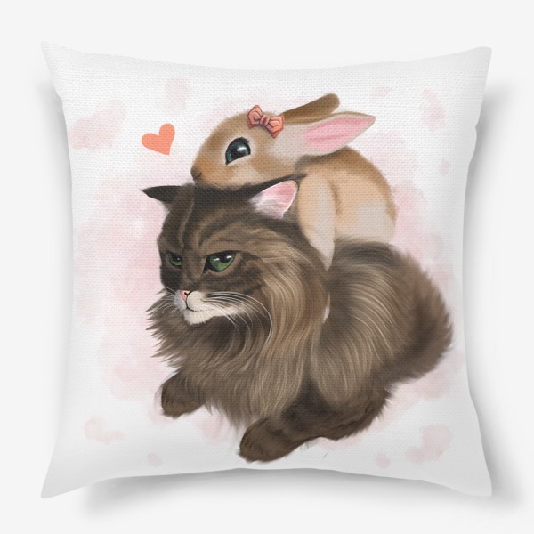 Подушка «Кот и Кролик равно Любовь »