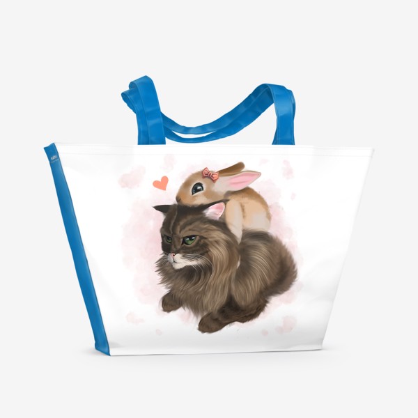 Пляжная сумка «Кот и Кролик равно Любовь »