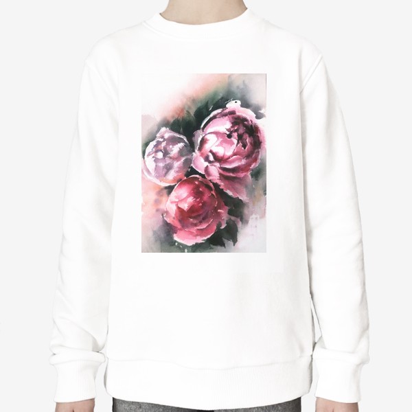 Свитшот «Акварель цветочная Розовые пионы»