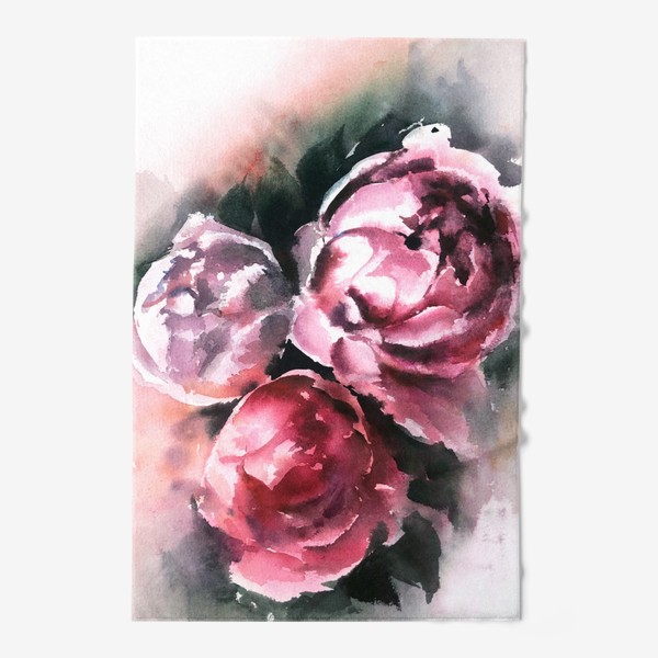 Полотенце «Акварель цветочная Розовые пионы»