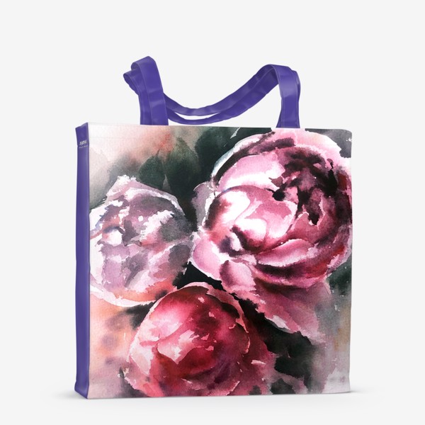 Сумка-шоппер «Акварель цветочная Розовые пионы»