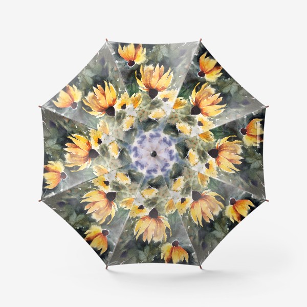 Зонт «Цветочная акварель Желтая эхинацея. Осенние цветы»
