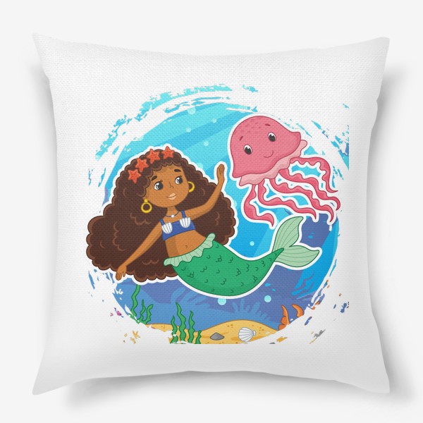 Подушка «Мультяшная русалочка с медузой»