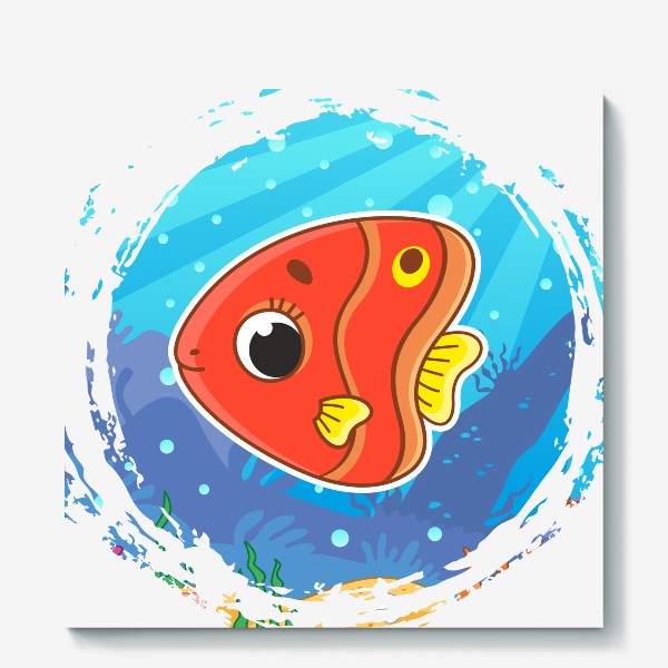 Холст «Мультяшная морская рыбка»