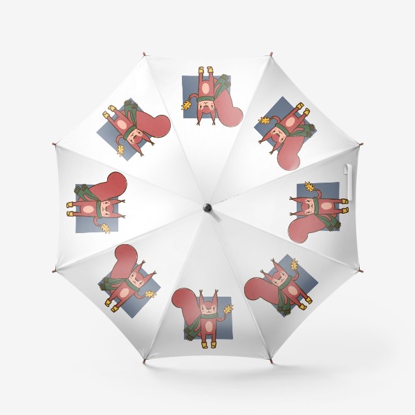 Зонт «Милая белка с осенним листочком»
