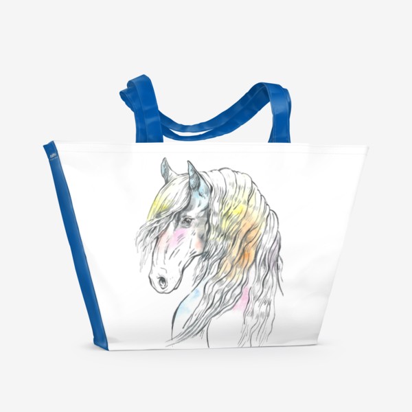 Пляжная сумка «Конь фриз пастельный»