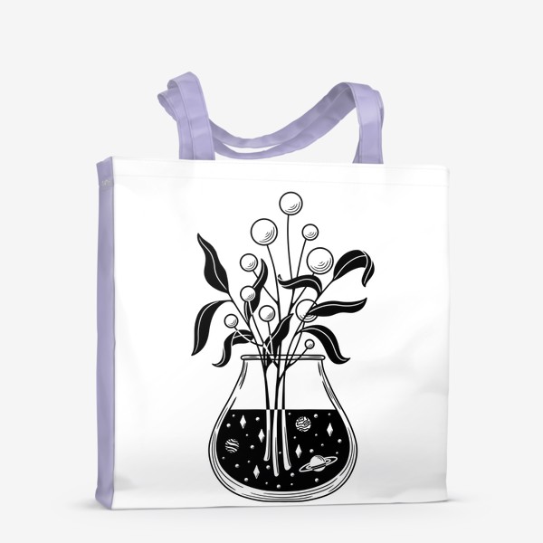 Сумка-шоппер «Космические цветы, листья и ваза»