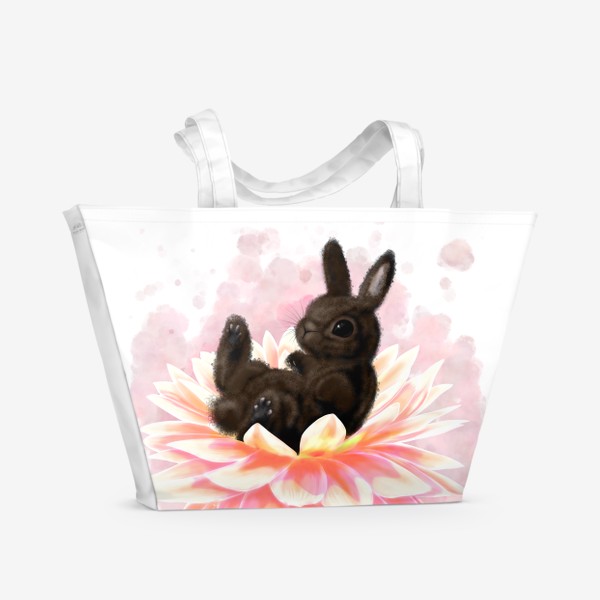 Пляжная сумка «Кролик на цветке»
