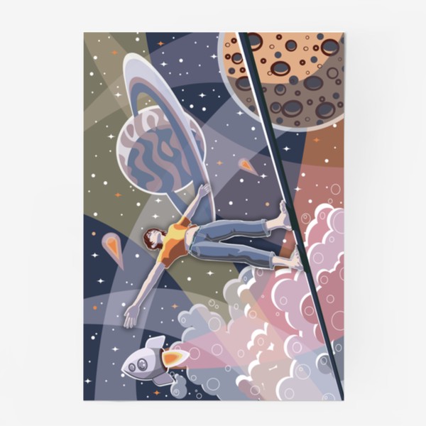 Постер «Космос, девушка, планеты»