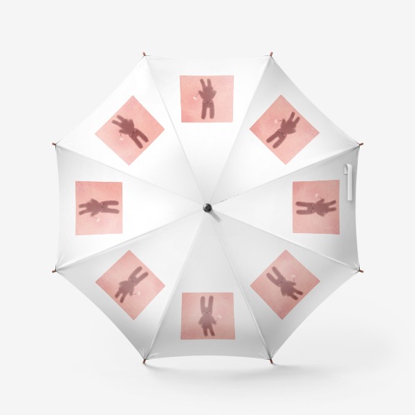 Зонт «Милый пушистый зайчик с цветком на розовом фоне»