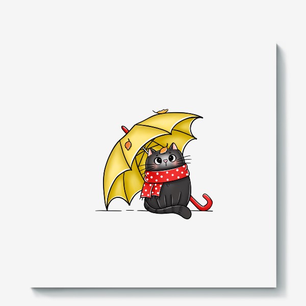 Холст &laquo;Кот под зонтом&raquo;