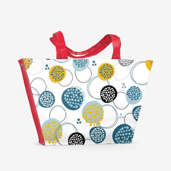 Пляжная сумка «Абстрактные круги.Бесшовный современный паттерн с кругами.»
