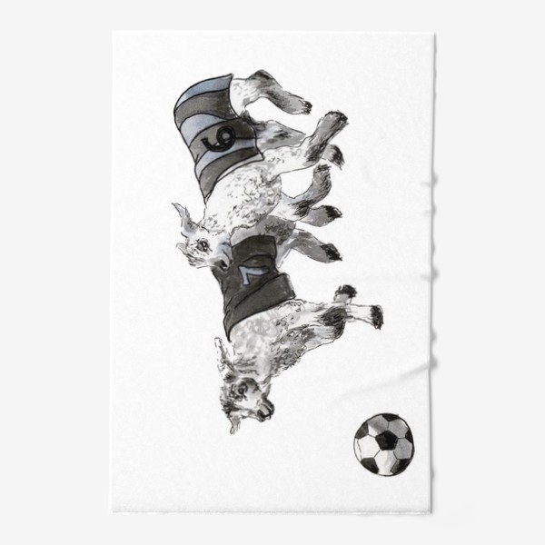 Полотенце «Пара овец играет с мячем в футбол»