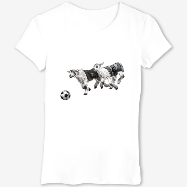 Футболка «Пара овец играет с мячем в футбол»