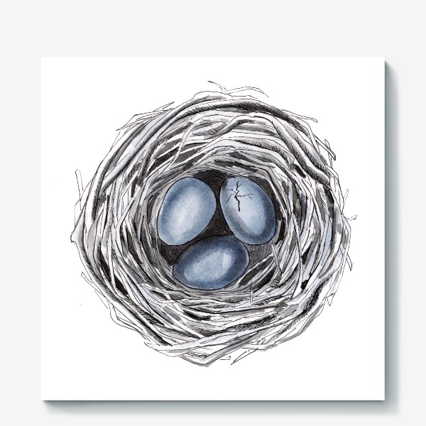 Холст «Птичье гнездо с яйцами»