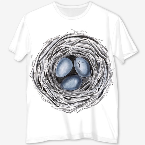 Футболка с полной запечаткой «Птичье гнездо с яйцами»
