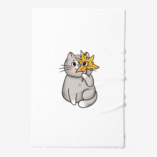Полотенце «Кот и кленовый лист»