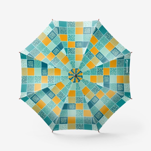 Зонт «Геометрический узор с цветочным орнаментом. Современный печворк»