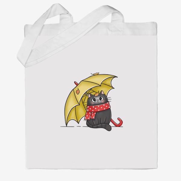 Сумка хб «Кот под зонтом»