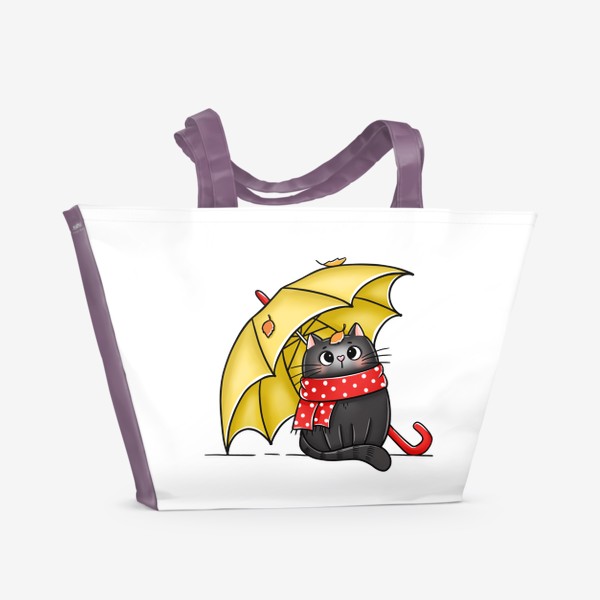 Пляжная сумка «Кот под зонтом»