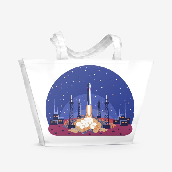 Пляжная сумка &laquo;Взлет ракеты в космос&raquo;