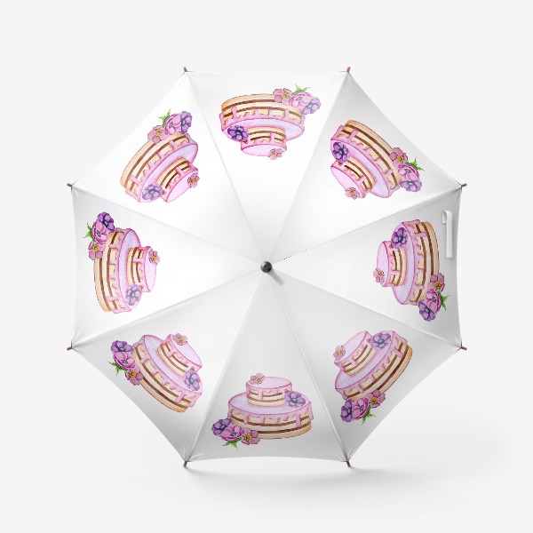 Зонт «Торт с цветами. Акварель»