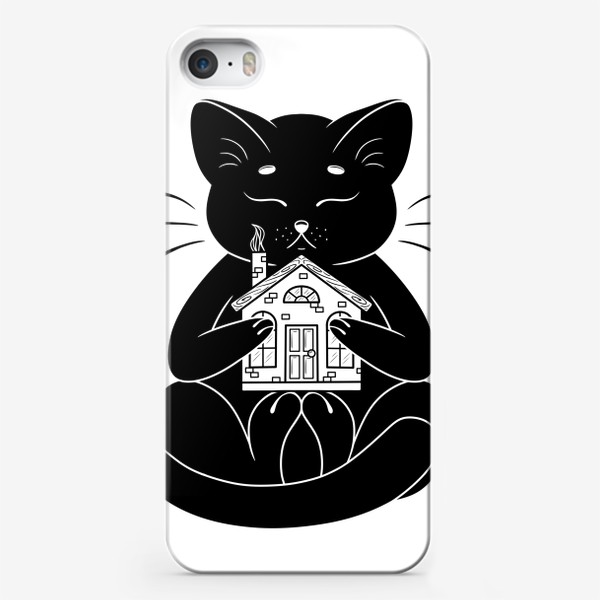 Чехол iPhone «Черный кот и дом»