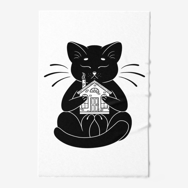 Полотенце &laquo;Черный кот и дом&raquo;