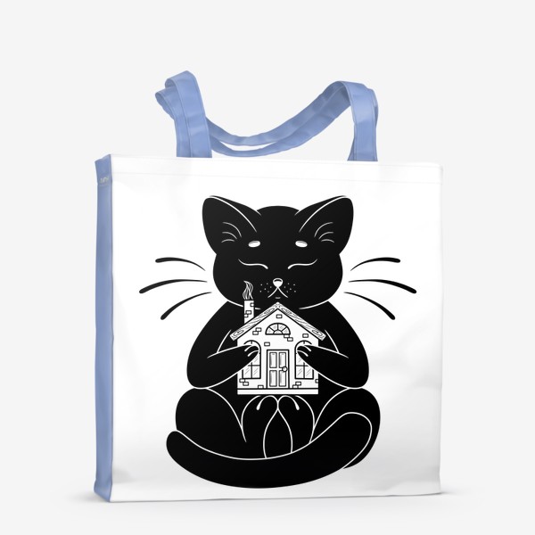 Сумка-шоппер &laquo;Черный кот и дом&raquo;