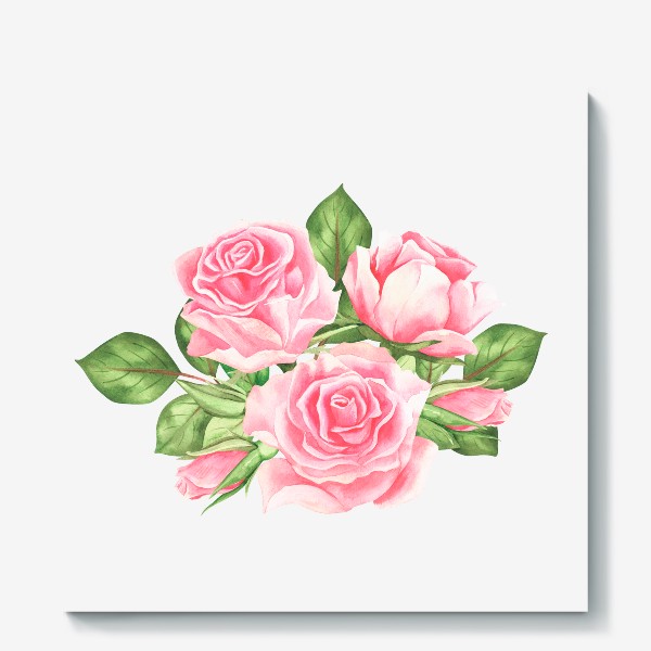 Холст «Композиция из розовых роз. Подарок для девушки на 14 февраля. »
