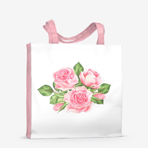 Сумка-шоппер &laquo;Композиция из розовых роз. Подарок для девушки на 14 февраля. &raquo;