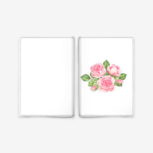 Обложка для паспорта «Композиция из розовых роз. Подарок для девушки на 14 февраля. »