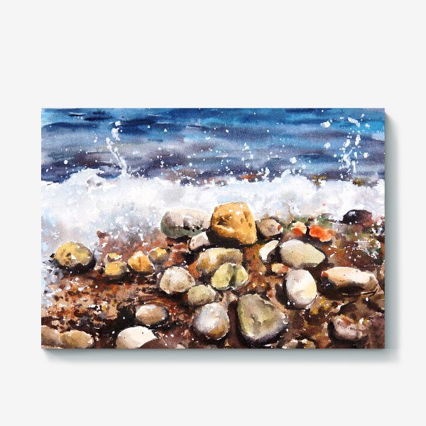 Холст «Акварельный рисунок Морская пена и камушки»